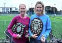 Ryde Lawn Tennis and Croquet Club ladies' tennis team joint captains Emma-Jane Dyer and Emma Wheeler with their accolades.