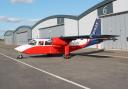 An Islander aircraft at Port Stanley airfield.