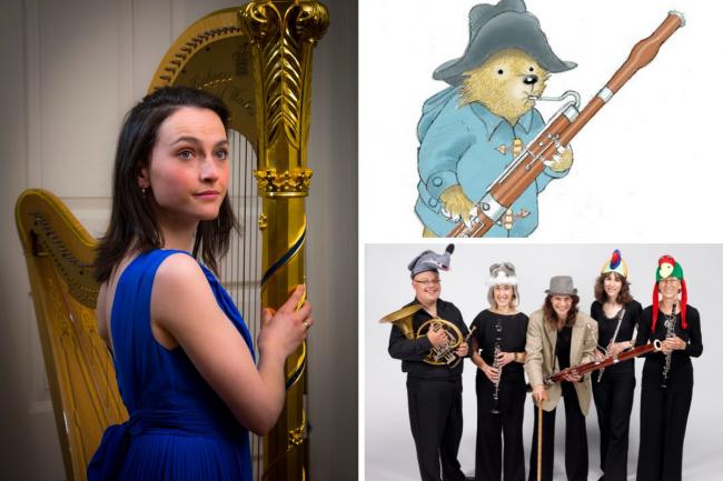 Appearing at Wight Proms Wednesdays are harpist Anne Denholm, and musicians performing Peter and the Wolf and a Paddington Bear story.