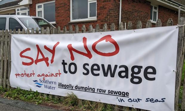 Isle of Wight County Press: A protest sign in Gurnard.
