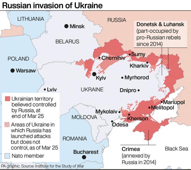 Isle of Wight County Press: Russian invasion of Ukraine. Photo via PA Graphics. 