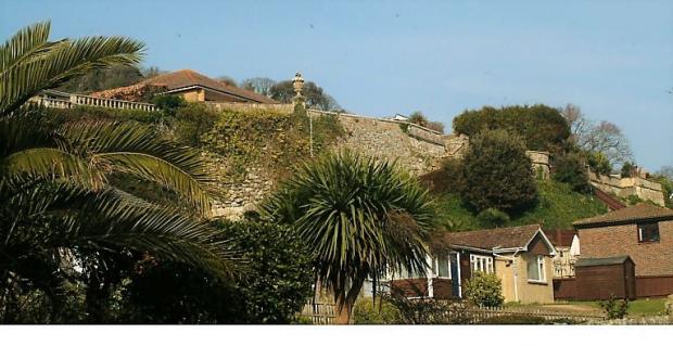 Isle of Wight County Press: The remaining terrace walls at the Steephill Castle site. Photo: David White.