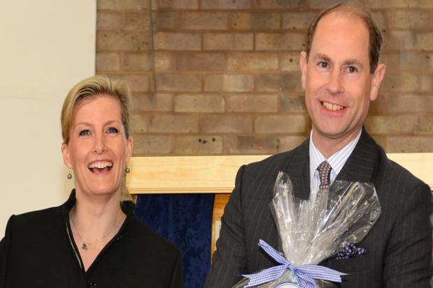 Sophie, Countess of Wessex and Prince Edward, during their 2014 visit to Queensgate Primary School in East Cowes.