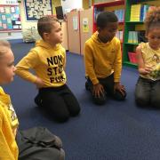 Wootton Primary school children guessing the sweets in a jar in 2020