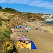 Yaverland beach in the hot weather