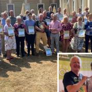 The winners of Wight in Bloom 2022, with, inset, overall winner of the Peggy Jarman Trophy Ray Ridley and patron of the awards Alan Titchmarsh.