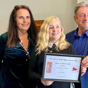 From left, Jo Macauley from IW Festival, winner of the 2022 children's book award Meg L Hewison and Alan Titchmarsh.