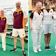 The men's triples and the ladies' fours of the Isle of Wight Indoor Bowls Club who qualified for the National Championships at the weekend.