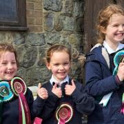 Bethan, Skye and Violet with their winning rosettes.