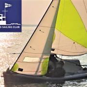 Gurnard Sailing Club's Jono and Alfie Price in their RS Feva on the Western Solent.