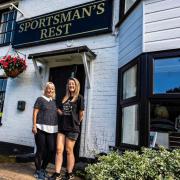 From left: Nikki and Tania outside the Sportman's Rest, Porchfield.