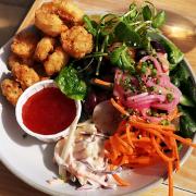 Salt and pepper squid, one of Matt and Cat's meals at Tradewinds Cafe