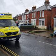 An ambulance at the scene in Carisbrooke.