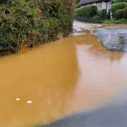 Flooding had closed the main road through Brighstone.