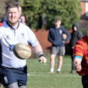 Man of the match Dave Hanson passing the ball during a previous fixture.