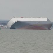 Hoegh Osaka aground in Southampton.
