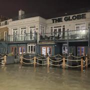 Flooding on The Parade in Cowes.