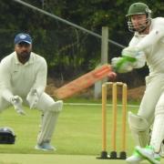 Tom Dye smashing his way to a double century against Ventnor III at Arreton.