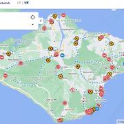 One Network showing multiple roadworks on the IW