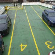 The deck on the car ferry, showing empty spaces