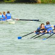 Shanklin Sandown rowers in action on the Medina last weekend.