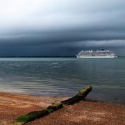 A cruise ship on route in the Solent.