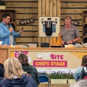 Chris Bavin with Paul Bellchambers on the Chefs Stage