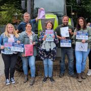 Arreton Primary School parents protesting the school's potential closure