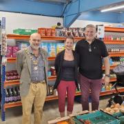 From left to right: Cllr John Nicholson, Monique Gallop and Andy Gallop at the opening of Cowes Community Pantry