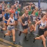 The start of the St Boniface Fell at Ventnor seafront on Saturday.