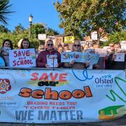 Protests over the proposed closure of Brading Primary School.