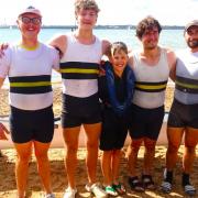 ROWING Ryde's winning open junior senior crew. Dale Buckett, Ben Sanderson, Will Hall, Paddy Kearney and Harry Watts coxing.