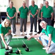 An indoor bowls group using Whippingham Community Association Hall, near East Cowes.