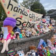 Parents protest outside Oakfield Primary School