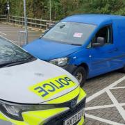 Police at Halfords in Newport