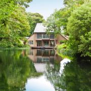 View across the lake to Haddon Lake House