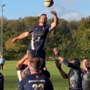 Ben Savill wins a line out against Overton.