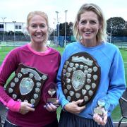 Ryde Lawn Tennis and Croquet Club ladies' tennis team joint captains Emma-Jane Dyer and Emma Wheeler with their accolades.