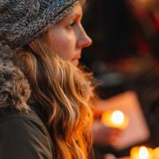 A woman at a Light up a Life event