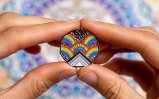 First-ever official coin created for the LGBTQ+ community. Credit: The Royal Mint