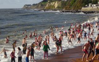 A chilly Isle of Wight festive dip, from 2022.