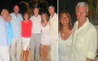 Sara Causier and Paul O'Grady on the right of the group photo, at Cilla Black's penthouse in Barbados