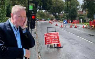 File photo of Cllr Karl Love, and the roadworks on York Avenue