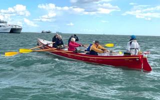 Members of the Brading Haven Gig Rowing crew on The Solent