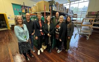 Foodbank volunteers and Red Funnel staff after the donartion